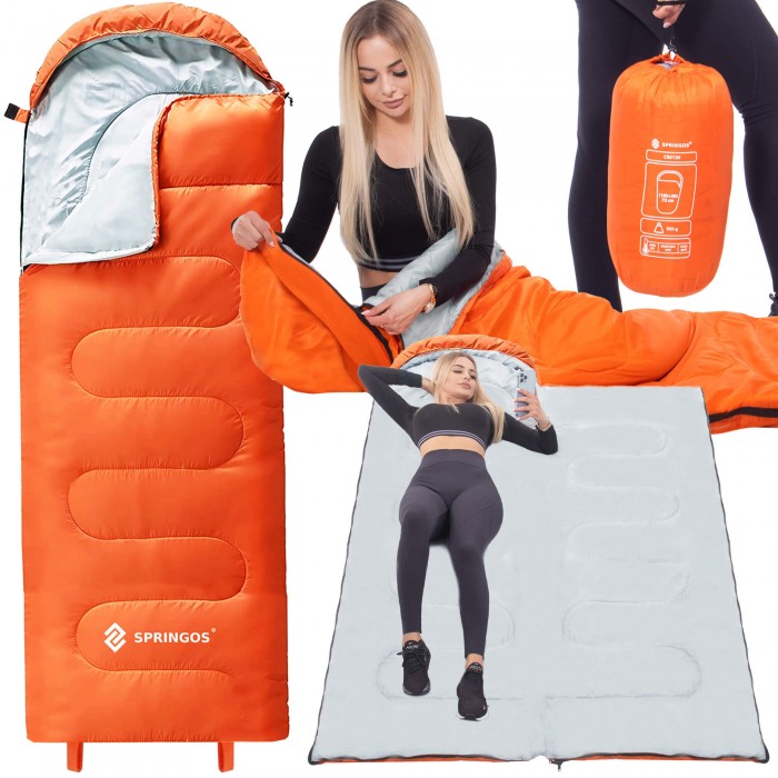 Спальний мішок (спальник) Springos 2 в 1 CS0120 +8 ...+20 °C R Orange/Grey Спальний мішок (спальник) Springos 2 в 1 CS0120 +8 ...+20 °C R Orange/Grey
