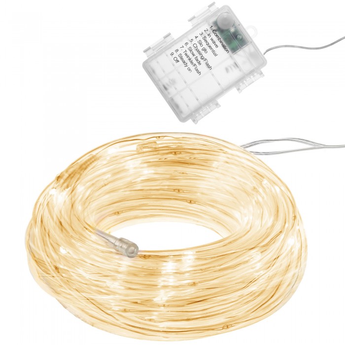 Гирлянда дюралайт на батарейках Springos Rope Lights 5 м 50 LED CL0857 Warm White