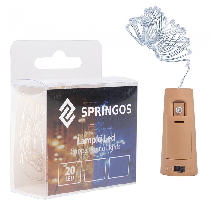 Гирлянда пробка в бутылку на батарейках Springos 1.9 м 20 LED CL0027 Cold White