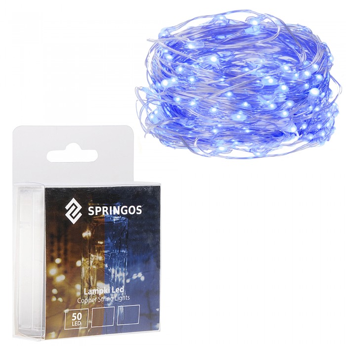 Гирлянда на батарейках Springos 4.9 м 50 LED CL0016 Blue
