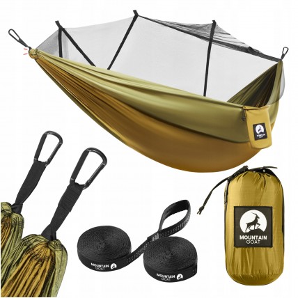 Туристический гамак Mountain Goat 270 x 140 см с москитной сеткой, одноместный, подвесной Olive (P-5905973403153)