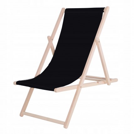 Шезлонг (крісло-лежак) дерев'яний для пляжу, тераси та саду Springos DC0001 BL
