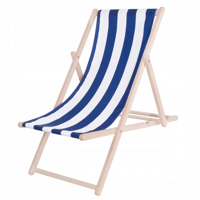 Шезлонг (кресло-лежак) деревянный для пляжа, террасы и сада Springos DC0001 WHBL