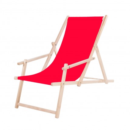 Шезлонг (крісло-лежак) дерев'яний для пляжу, тераси та саду Springos DC0003 RED