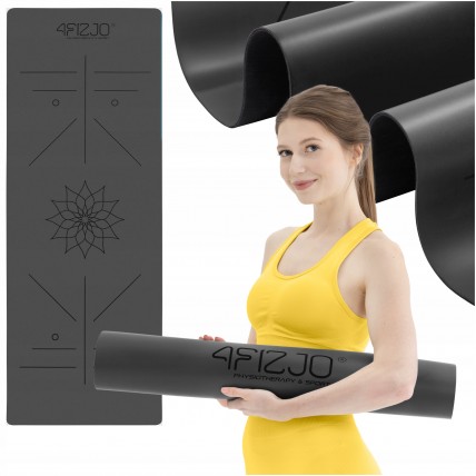 Коврик (мат) спортивный 4FIZJO PU 183 x 68 x 0.4 см для йоги и фитнеса 4FJ0587 Black
