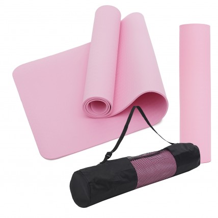 Килимок (мат) спортивний SportVida TPE 183 x 61 x 0.4 см для йоги та фітнесу SV-EZ0050 Pink