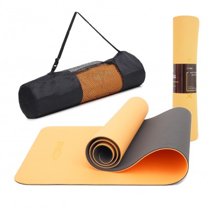 Килимок спортивний Cornix TPE 183 x 61 x 0.6 см для йоги та фітнесу XR-0001 Orange/Black
