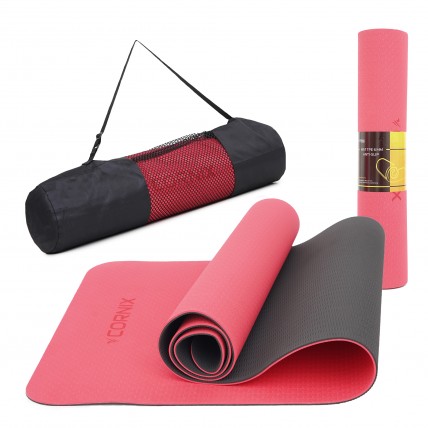 Коврик спортивный Cornix TPE 183 x 61 x 0.6 cм для йоги и фитнеса XR-0006 Red/Black