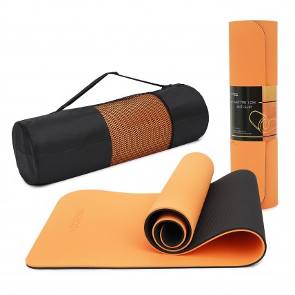 Килимок спортивний Cornix TPE 183 x 61 x 1 см для йоги та фітнесу XR-0091 Orange/Black