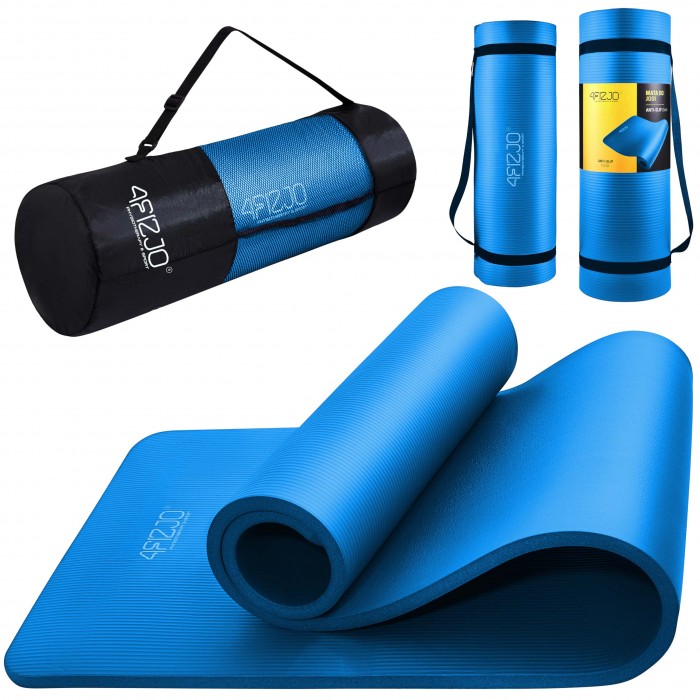 Коврик (мат) спортивный 4FIZJO NBR 1 см для йоги и фитнеса 4FJ0014 Blue