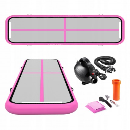 Мат надувной гимнастический 4FIZJO Air Track Mat 400 x 100 x 15 см White/Pink (P-5907739311788)