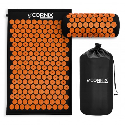 Килимок акупунктурний з валиком Cornix Classic Mat Аплікатор Кузнєцова XR-0111 Black/Orange