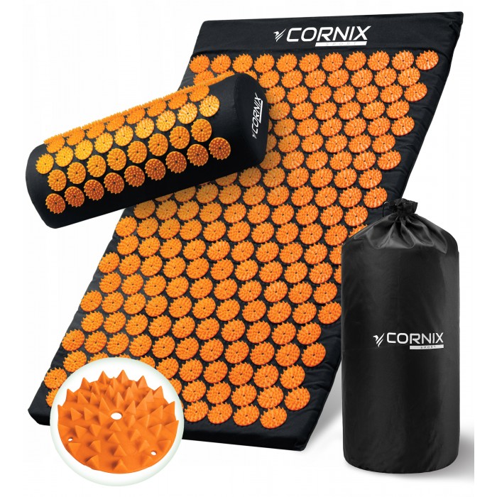 Коврик акупунктурный с валиком Cornix Classic Mat Аппликатор Кузнецова XR-0111 Black/Orange