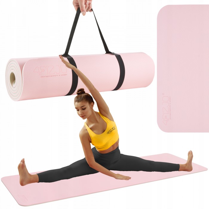 Килимок (мат) спортивний 4FIZJO TPE 180 x 60 x 1 см для йоги та фітнесу 4FJ0200 Pink/Grey
