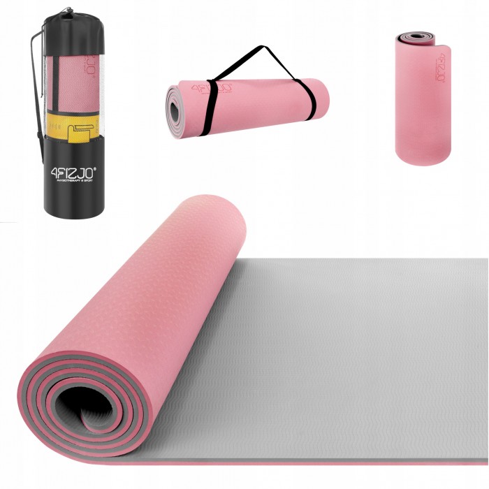 Коврик (мат) для йоги та фітнесу 4FIZJO TPE 1 см 4FJ0200 Pink/Grey