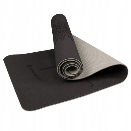 Коврик (мат) для йоги та фітнесу Springos TPE 6 мм YG0013 Black/Grey