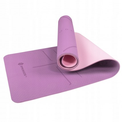 Коврик (мат) для йоги та фітнесу Springos TPE 6 мм YG0015 Purple/Pink