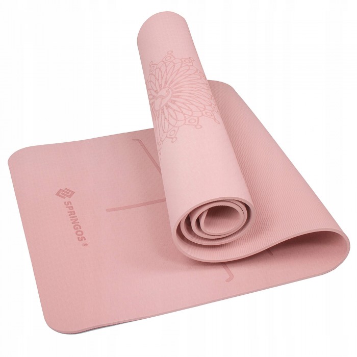 Коврик (мат) для йоги и фитнеса Springos TPE 6 мм YG0018 Pink