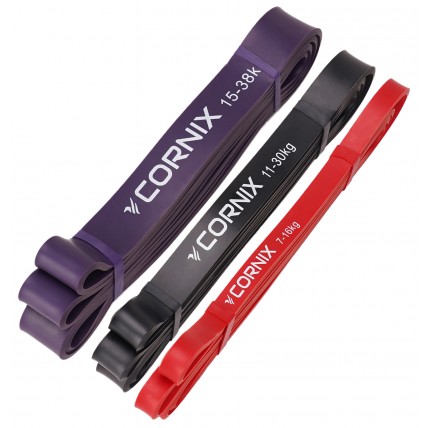 Еспандер-петля Cornix Power Band 7-38 кг (резина для фітнесу та спорту) набір 3 шт XR-0259