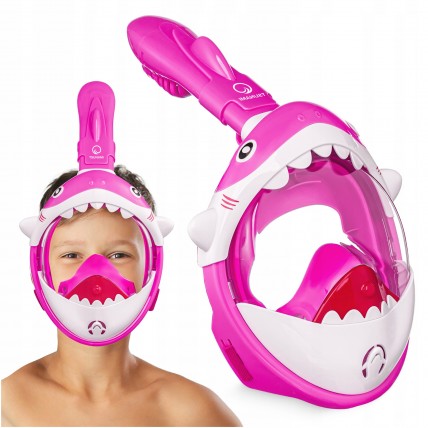 Маска для снорклінгу TSUNAMI Shark повнолицьова, дитяча Pink (P-5905973405430)