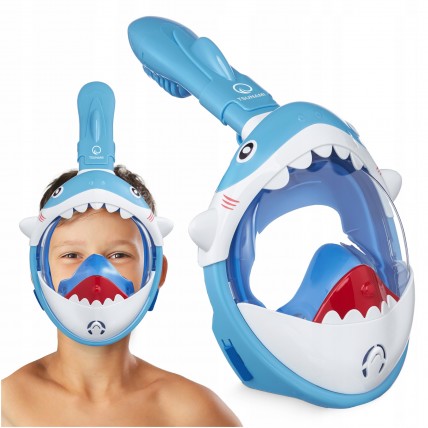 Маска для снорклінгу TSUNAMI Shark повнолицьова, дитяча Sky Blue (P-5907739318237)
