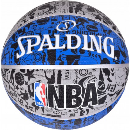 М'яч баскетбольний Spalding NBA Graffiti Outdoor Grey/Blue Size 7