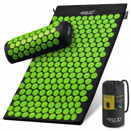 Килимок акупунктурний з валиком 4FIZJO Classic Mat Аплікатор Кузнєцова Black/Green (P-5907222931745)