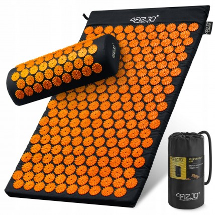 Килимок акупунктурний з валиком 4FIZJO Classic Mat Аплікатор Кузнєцова Black/Orange (P-5907222931752)