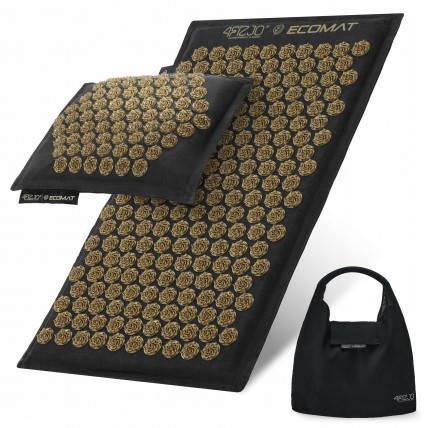Коврик акупунктурный с подушкой 4FIZJO Eco Mat Аппликатор Кузнецова Black/Gold (P-5907739311566)