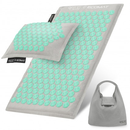 Коврик акупунктурный с подушкой 4FIZJO Eco Mat Аппликатор Кузнецова Grey/Mint (P-5907739312181)