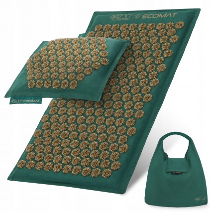 Коврик акупунктурный с подушкой 4FIZJO Eco Mat Аппликатор Кузнецова Navy Green/Gold (P-5907739312891)