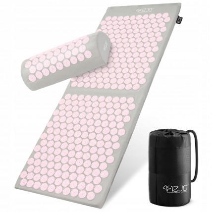 Килимок акупунктурний з валиком 4FIZJO Classic Mat XL Аплікатор Кузнєцова Grey/Pink (P-5907739313294)
