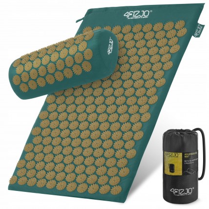 Килимок акупунктурний з валиком 4FIZJO Classic Mat Аплікатор Кузнєцова Navy Green/Gold (P-5907739313300)