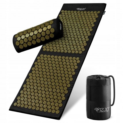 Килимок акупунктурний з валиком 4FIZJO Classic Mat XL Аплікатор Кузнєцова Black/Gold (P-5907739315052)