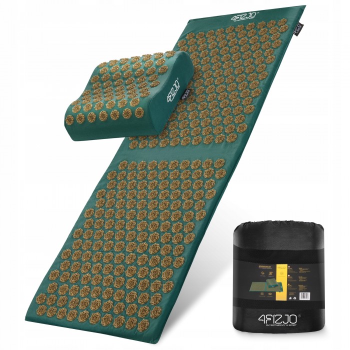 Коврик акупунктурный с подушкой 4FIZJO Ergo Mat XL Аппликатор Кузнецова Navi Green/Gold (P-5907739315083)