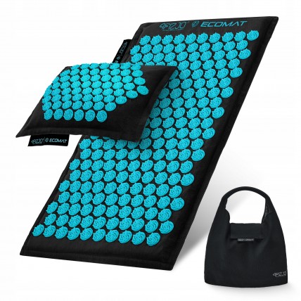 Коврик акупунктурный с подушкой 4FIZJO Eco Mat Аппликатор Кузнецова Black/Blue (P-5907739316684)
