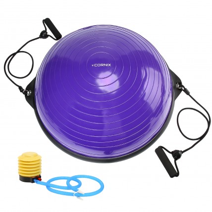 Балансировочная платформа (полусфера) Cornix Bosu Ball 58 см с эспандерами XR-0454 Violet