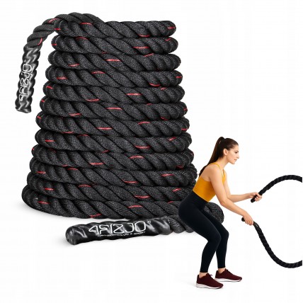 Канат тренувальний 4FIZJO Battle Rope 9 м для кросфіту Black (P-5907739312242)