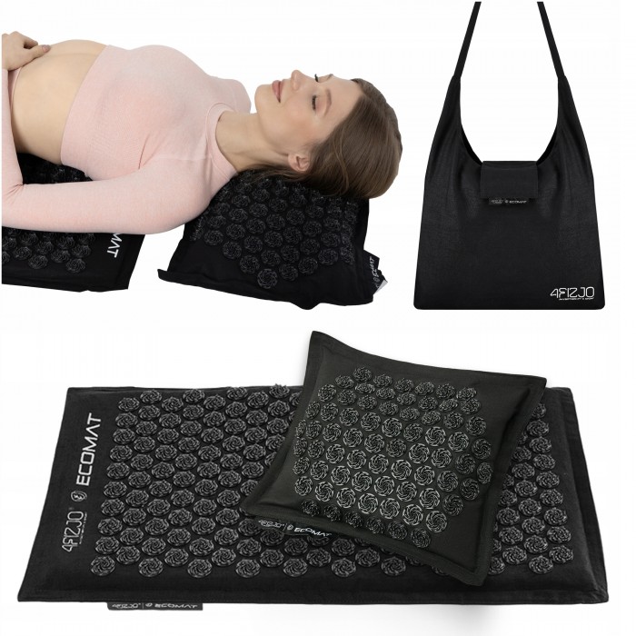 Килимок акупунктурний з подушкою 4FIZJO Eco Mat Аплікатор Кузнєцова Black/Black (P-5907739312563)