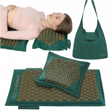 Коврик акупунктурный с подушкой 4FIZJO Eco Mat Аппликатор Кузнецова Navy Green/Gold (P-5907739312891)
