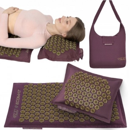 Коврик акупунктурный с подушкой 4FIZJO Eco Mat Аппликатор Кузнецова Wine Red/Gold (P-5907739312907)