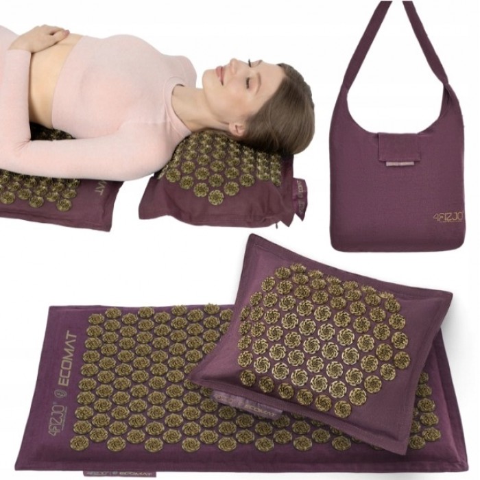 Коврик акупунктурный с подушкой 4FIZJO Eco Mat Аппликатор Кузнецова Wine Red/Gold (P-5907739312907)