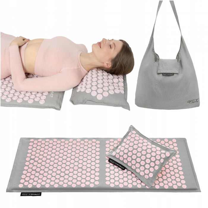 Килимок акупунктурний з подушкою 4FIZJO Eco Mat XL Аплікатор Кузнєцова Grey/Pink (P-5907739313607)