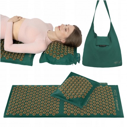 Коврик акупунктурный с подушкой 4FIZJO Eco Mat XL Аппликатор Кузнецова Navy Green/Gold (P-5907739313614)