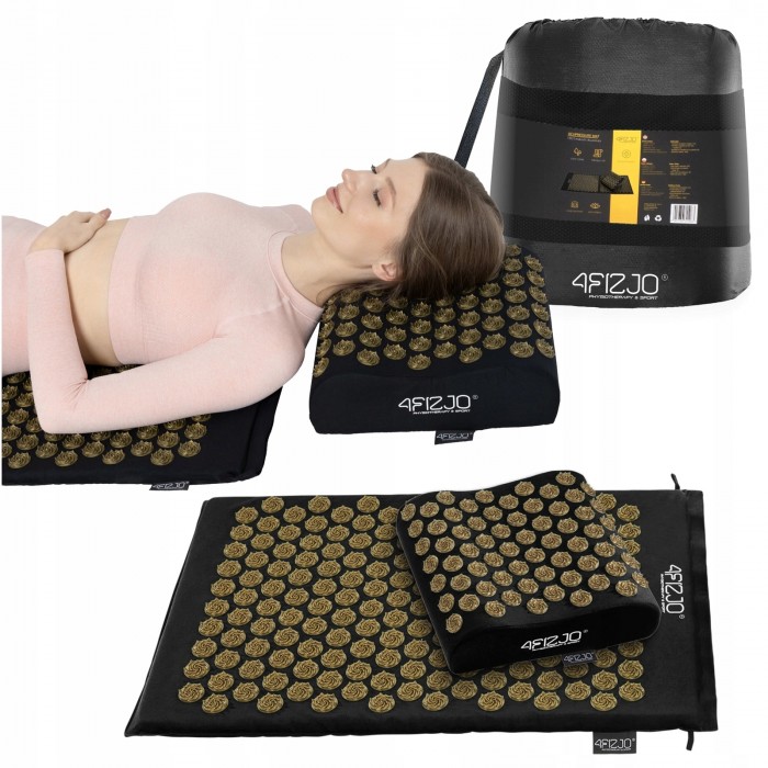 Килимок акупунктурний з подушкою 4FIZJO Ergo Mat Аплікатор Кузнєцова Black/Gold (P-5907739313881)