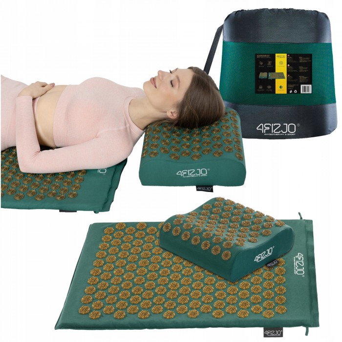 Коврик акупунктурный с подушкой 4FIZJO Ergo Mat Аппликатор Кузнецова Navy Green/Gold (P-5907739315076)