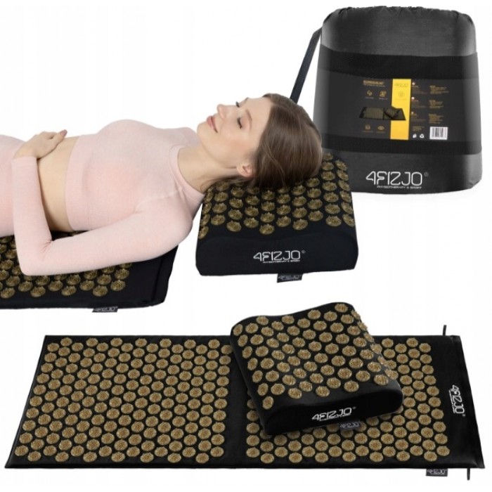 Коврик акупунктурный с подушкой 4FIZJO Ergo Mat XL Аппликатор Кузнецова Black/Gold (P-5907739313843)