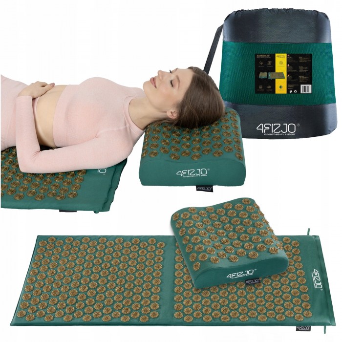 Коврик акупунктурный с подушкой 4FIZJO Ergo Mat XL Аппликатор Кузнецова Navi Green/Gold (P-5907739315083)