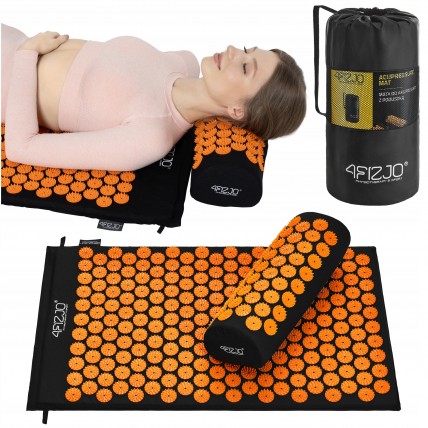 Коврик акупунктурный с валиком 4FIZJO Classic Mat Аппликатор Кузнецова Black/Orange (P-5907222931752)