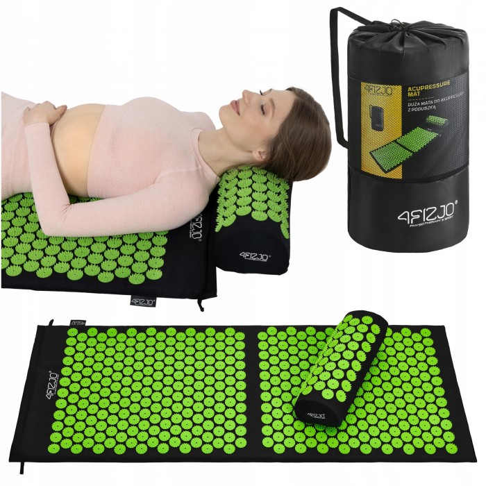 Коврик акупунктурный с валиком 4FIZJO Classic Mat XL Аппликатор Кузнецова Black/Green (P-5907222931769)